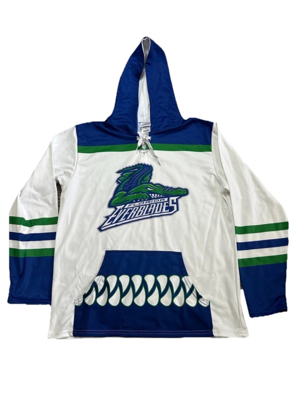 NWOT Athletic Knit Florida Everblades Men's White Hockey Hoodie Size L/G